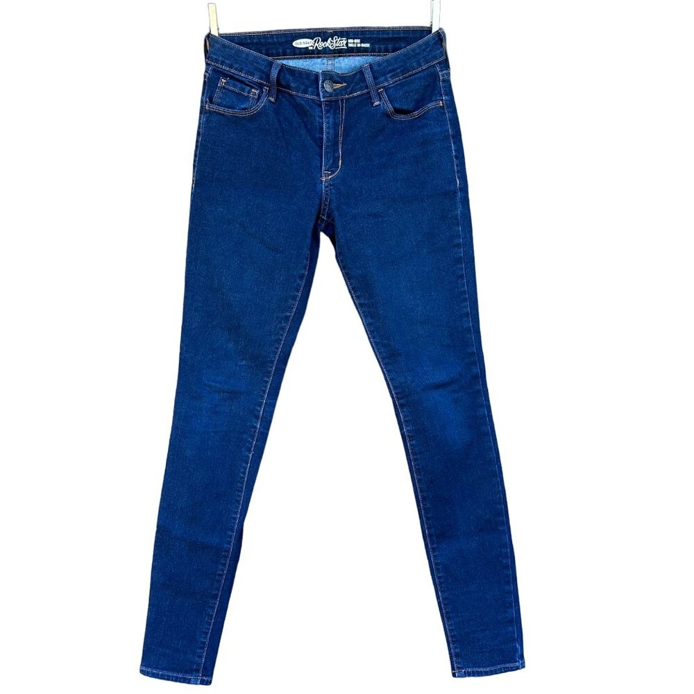Old Navy Rockstar Mid Rise Dark Blue Jeans Size 4